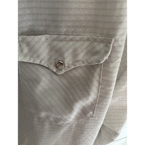 Vintage Wrangler Mens Permanent Press Long Tails LS Pearl Snap Beige Sz 16.5/33 - Picture 5 of 11